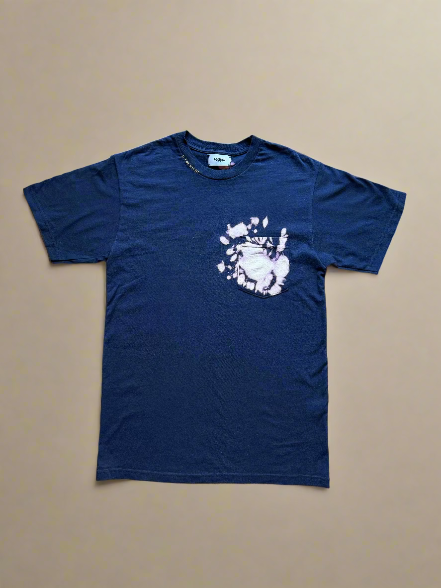 Hand Dyed and Embroidered Navy Tee