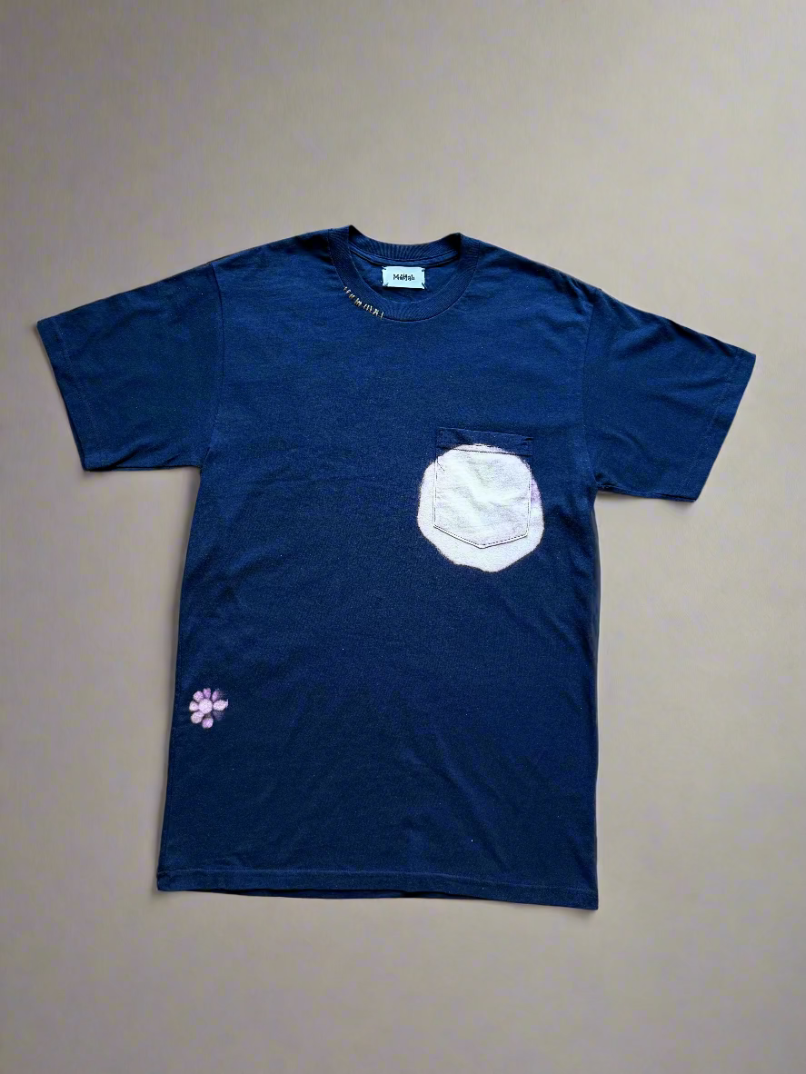 Hand Dyed and Embroidered Navy Tee
