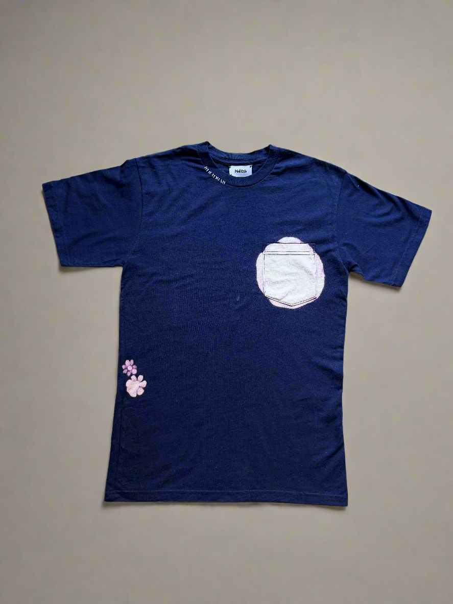 Hand Dyed and Embroidered Navy Tee