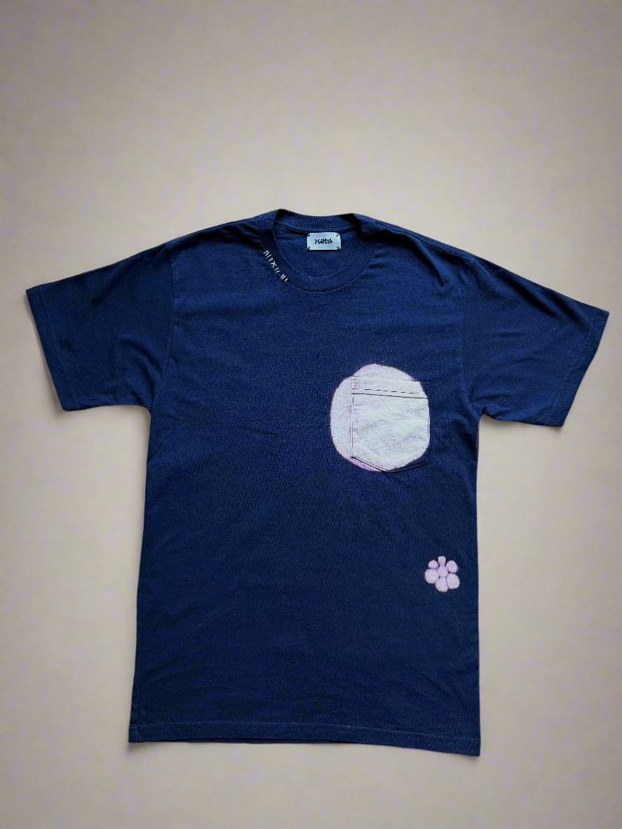 Hand Dyed and Embroidered Navy Tee