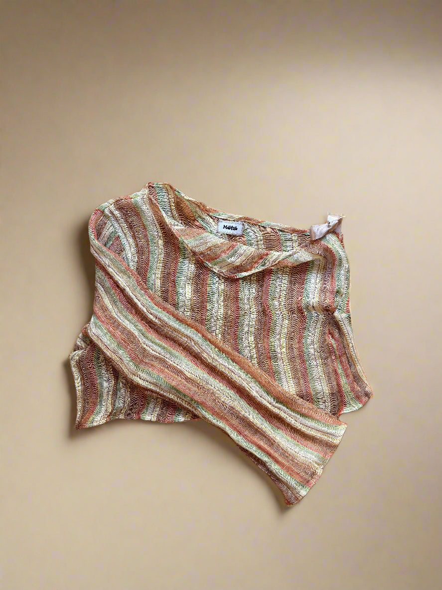 One Sleeve Mesh Blouse