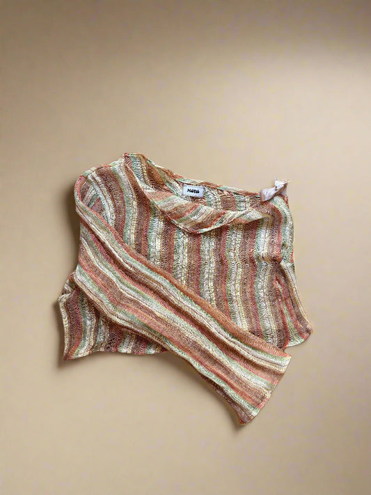 One Sleeve Mesh Blouse
