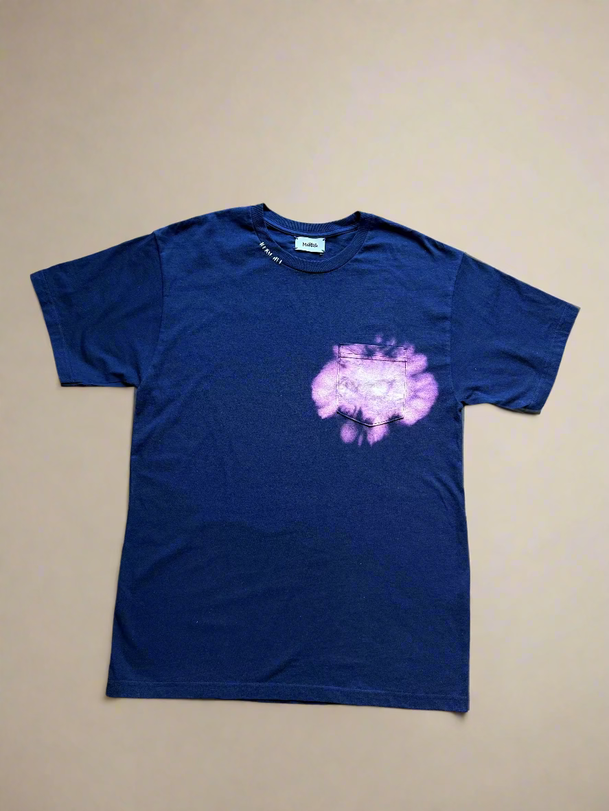 Hand Dyed and Embroidered Navy Tee