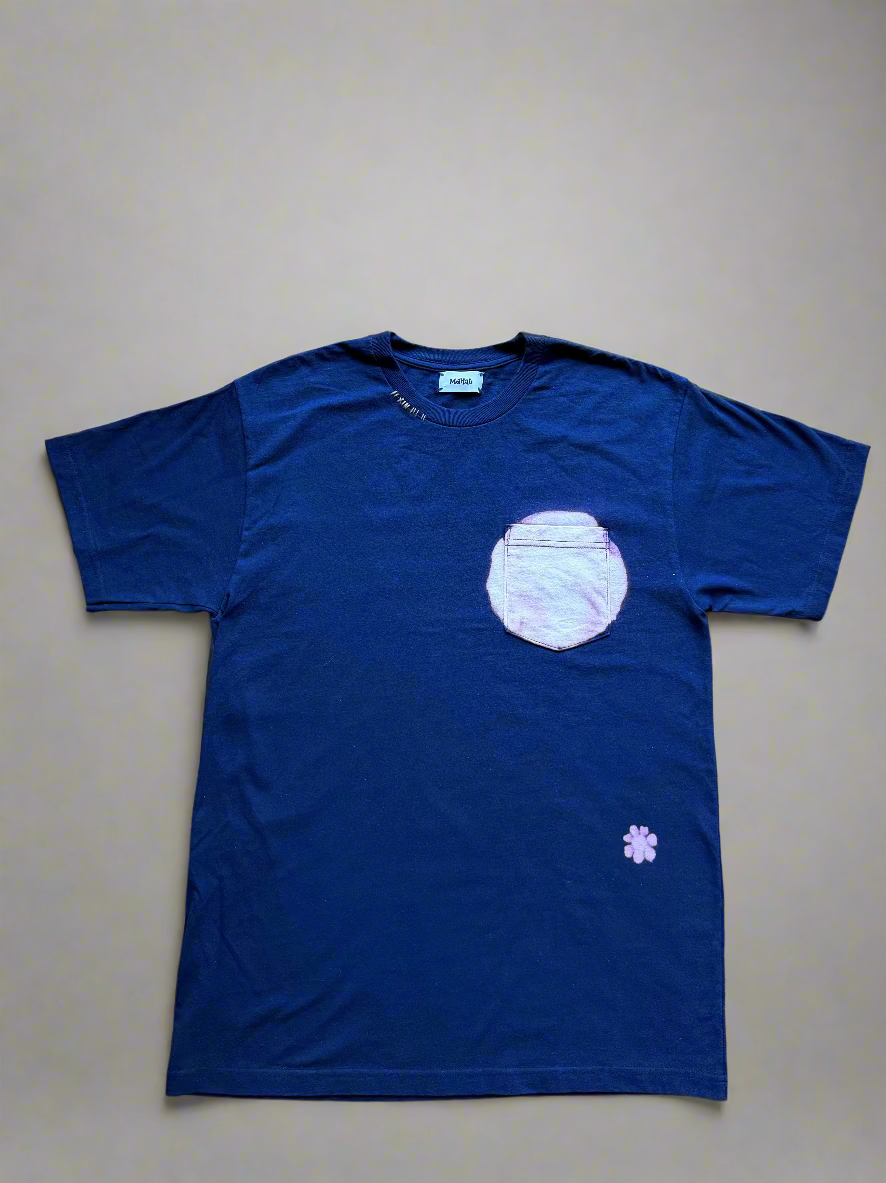 Hand Dyed and Embroidered Navy Tee